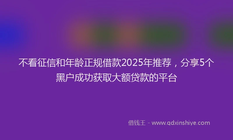 不看征信和年龄正规借款2025年推荐，分享5个黑户成功获取大额贷款的平台