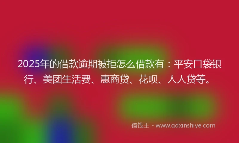 2025年的借款逾期被拒怎么借款有：平安口袋银行、美团生活费、惠商贷、花呗、人人贷等。
