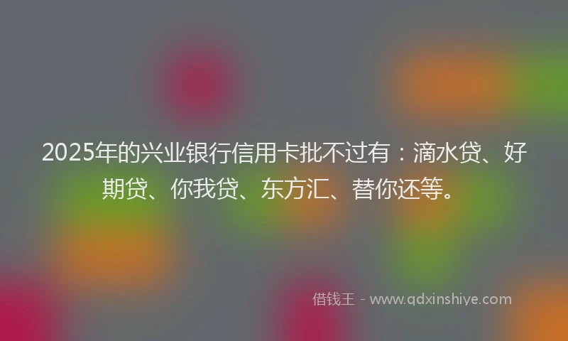 2025年的兴业银行信用卡批不过有：滴水贷、好期贷、你我贷、东方汇、替你还等。
