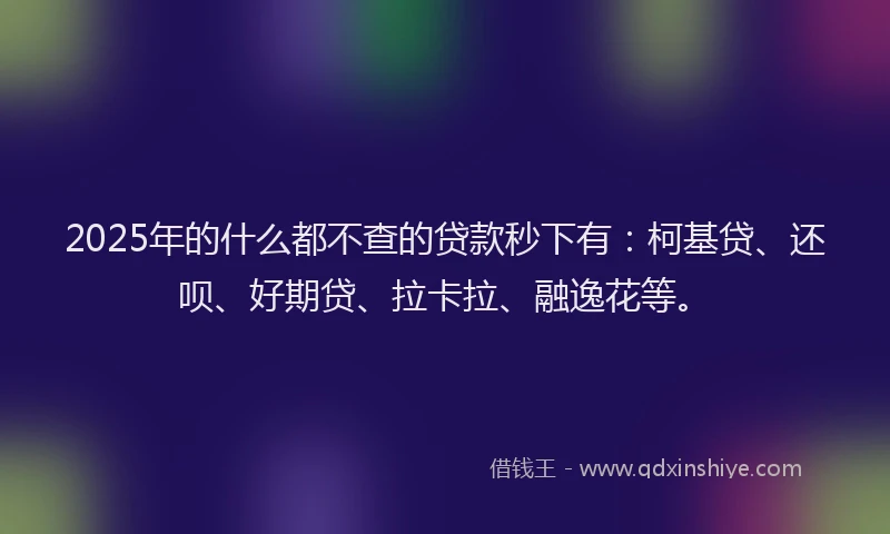 2025年的什么都不查的贷款秒下有：柯基贷、还呗、好期贷、拉卡拉、融逸花等。