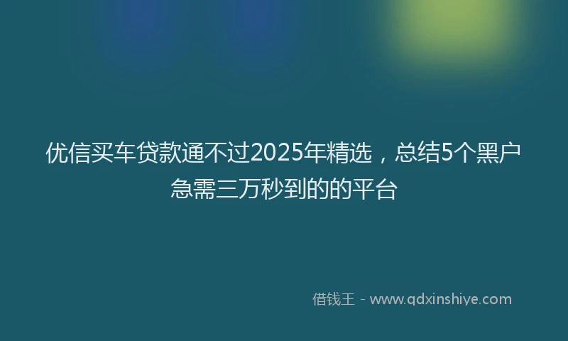 优信买车贷款通不过2025年精选，总结5个黑户急需三万秒到的的平台