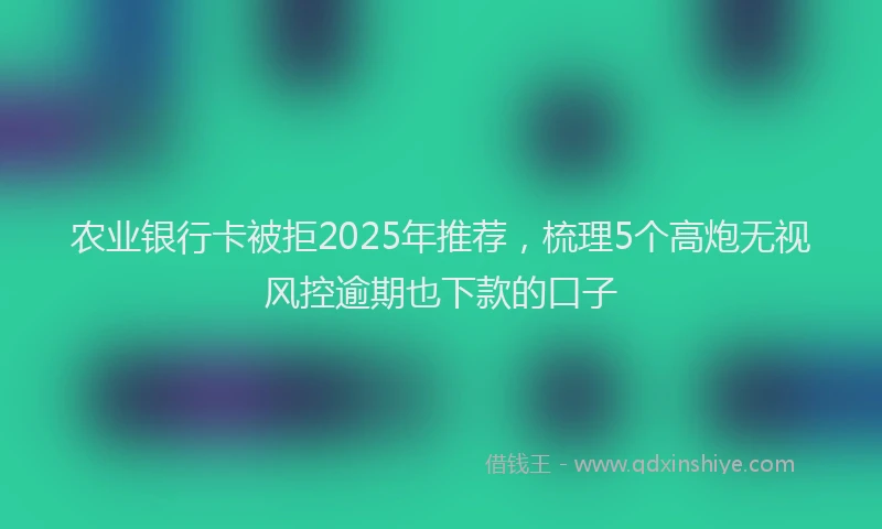 农业银行卡被拒2025年推荐，梳理5个高炮无视风控逾期也下款的口子