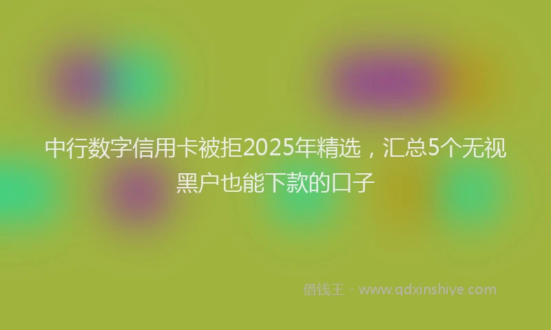 中行数字信用卡被拒2025年精选，汇总5个无视黑户也能下款的口子