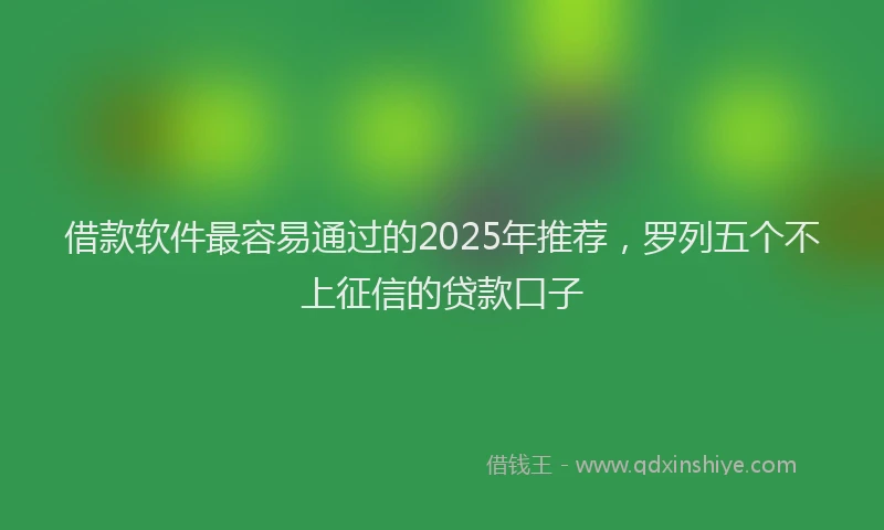 借款软件最容易通过的2025年推荐，罗列五个不上征信的贷款口子