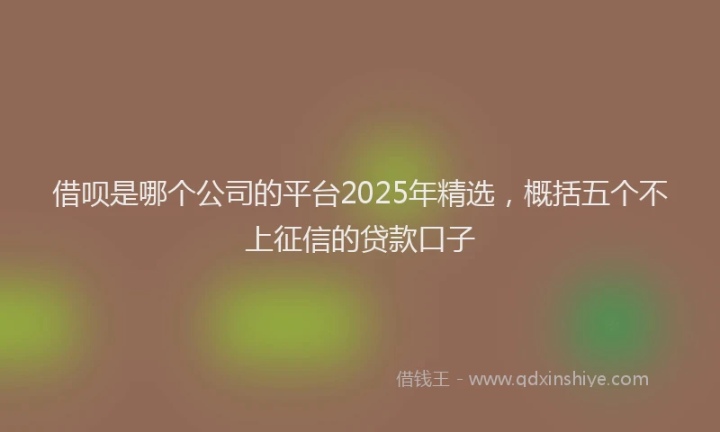 借呗是哪个公司的平台2025年精选，概括五个不上征信的贷款口子