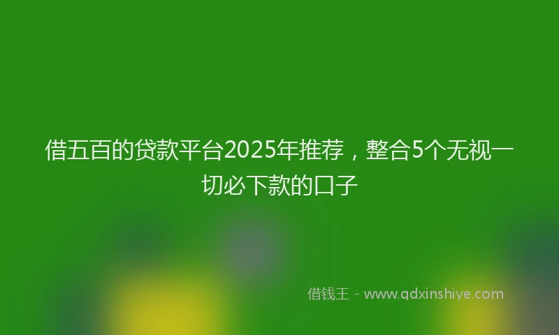 借五百的贷款平台2025年推荐，整合5个无视一切必下款的口子