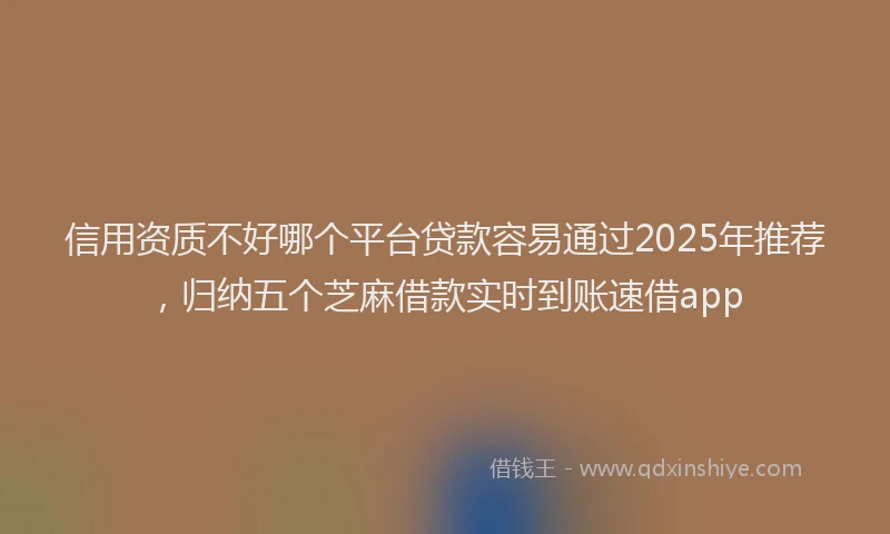 信用资质不好哪个平台贷款容易通过2025年推荐，归纳五个芝麻借款实时到账速借app
