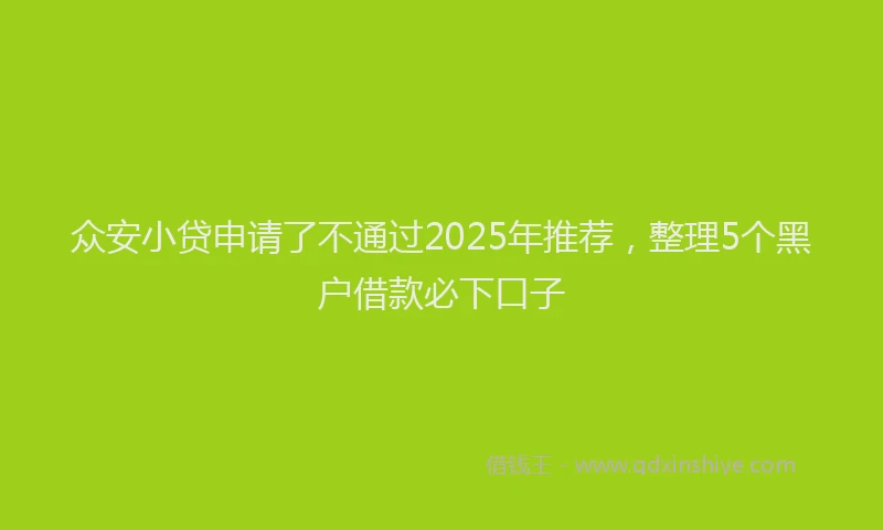 众安小贷申请了不通过2025年推荐，整理5个黑户借款必下口子