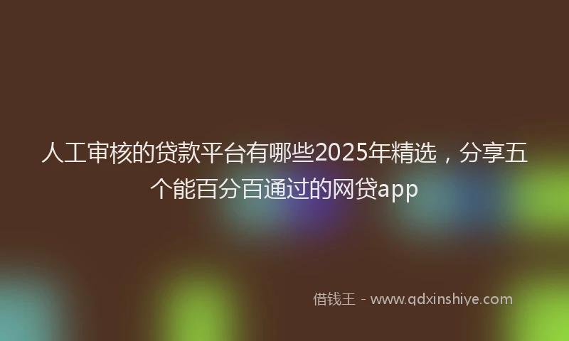 人工审核的贷款平台有哪些2025年精选，分享五个能百分百通过的网贷app