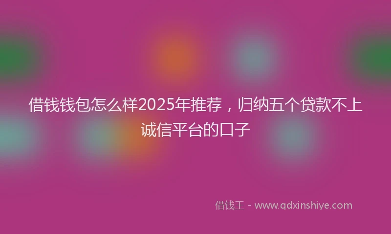 借钱钱包怎么样2025年推荐，归纳五个贷款不上诚信平台的口子
