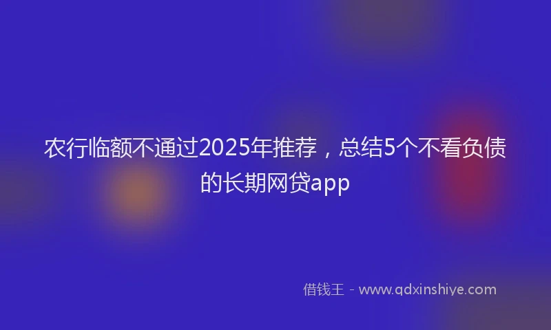 农行临额不通过2025年推荐，总结5个不看负债的长期网贷app