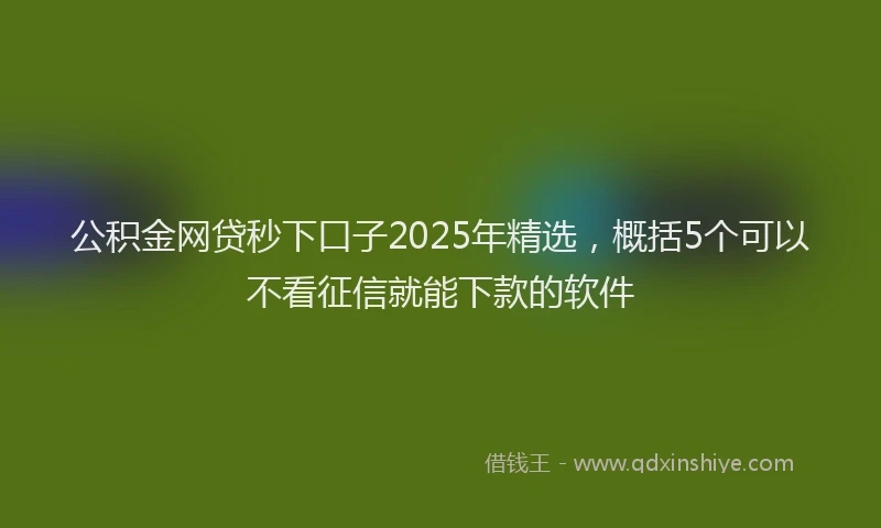 公积金网贷秒下口子2025年精选，概括5个可以不看征信就能下款的软件