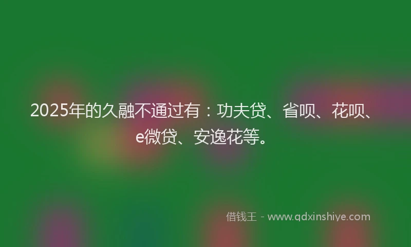 2025年的久融不通过有：功夫贷、省呗、花呗、e微贷、安逸花等。