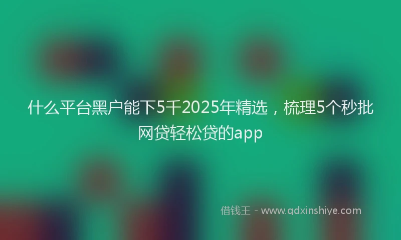 什么平台黑户能下5千2025年精选，梳理5个秒批网贷轻松贷的app