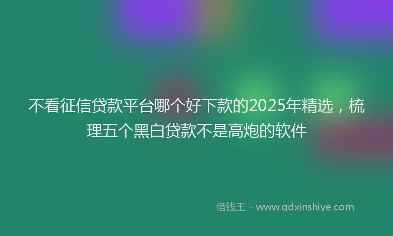 不看征信贷款平台哪个好下款的2025年精选，梳理五个黑白贷款不是高炮的软件