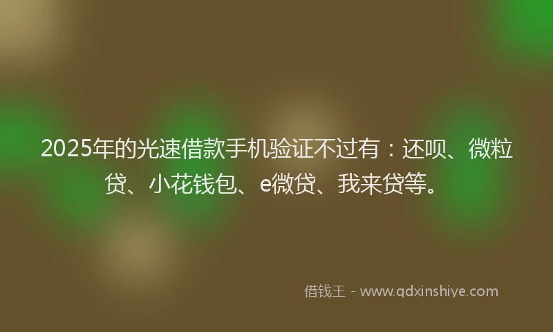 2025年的光速借款手机验证不过有：还呗、微粒贷、小花钱包、e微贷、我来贷等。