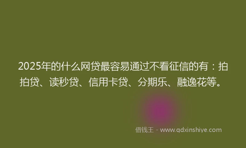 2025年的什么网贷最容易通过不看征信的有：拍拍贷、读秒贷、信用卡贷、分期乐、融逸花等。