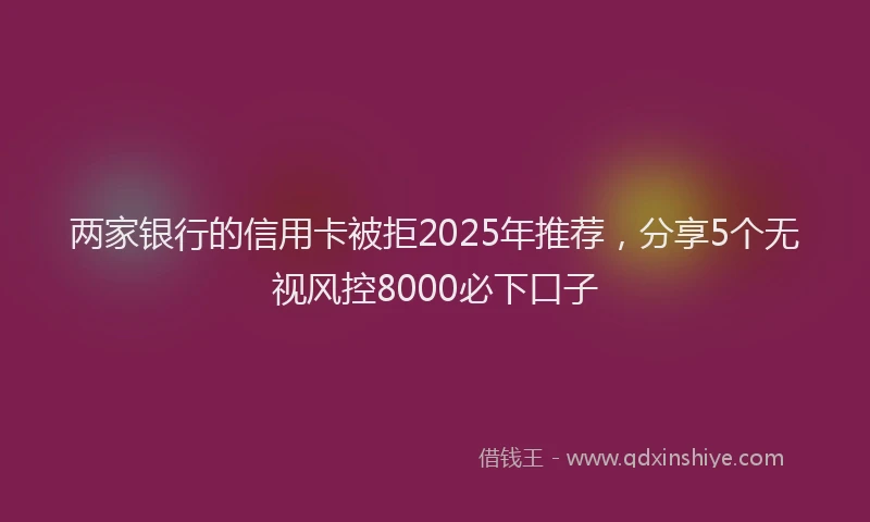 两家银行的信用卡被拒2025年推荐，分享5个无视风控8000必下口子