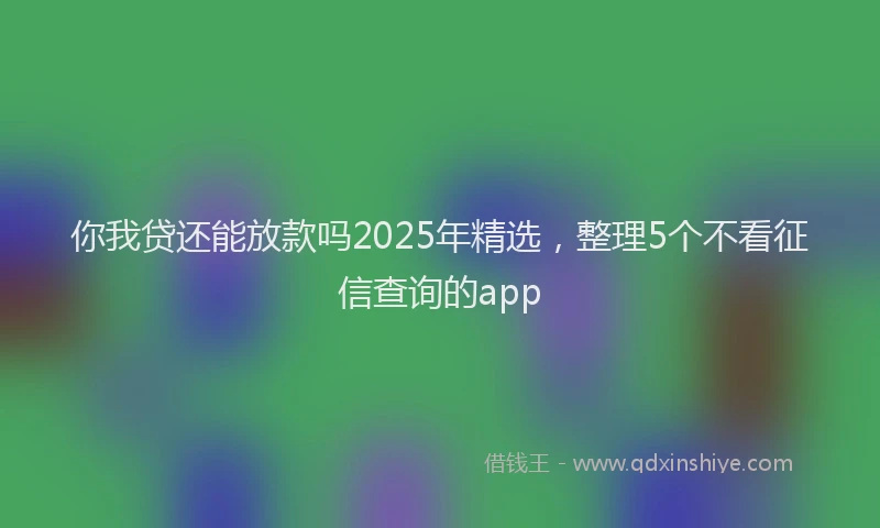 你我贷还能放款吗2025年精选，整理5个不看征信查询的app
