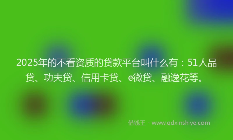 2025年的不看资质的贷款平台叫什么有：51人品贷、功夫贷、信用卡贷、e微贷、融逸花等。
