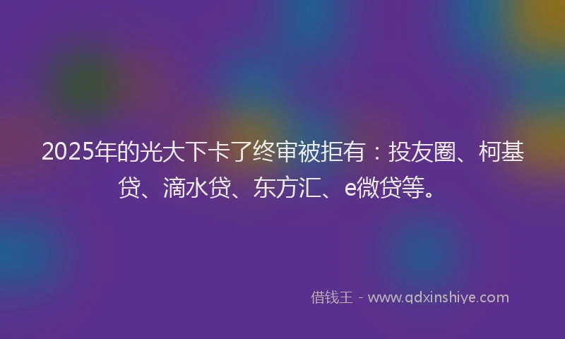 2025年的光大下卡了终审被拒有：投友圈、柯基贷、滴水贷、东方汇、e微贷等。