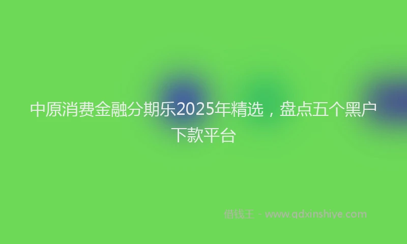 中原消费金融分期乐2025年精选，盘点五个黑户下款平台