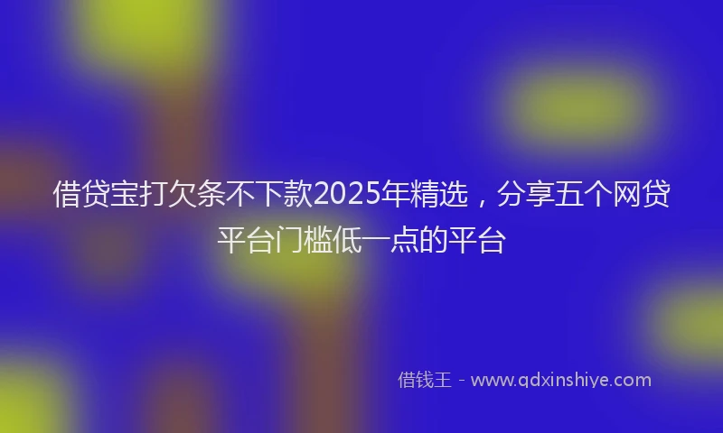 借贷宝打欠条不下款2025年精选，分享五个网贷平台门槛低一点的平台