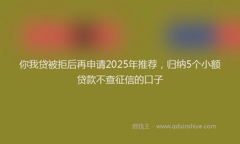 你我贷被拒后再申请2025年推荐，归纳5个小额贷款不查征信的口子