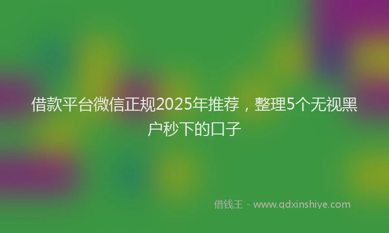 借款平台微信正规2025年推荐，整理5个无视黑户秒下的口子