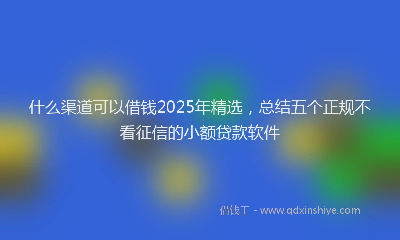 什么渠道可以借钱2025年精选，总结五个正规不看征信的小额贷款软件