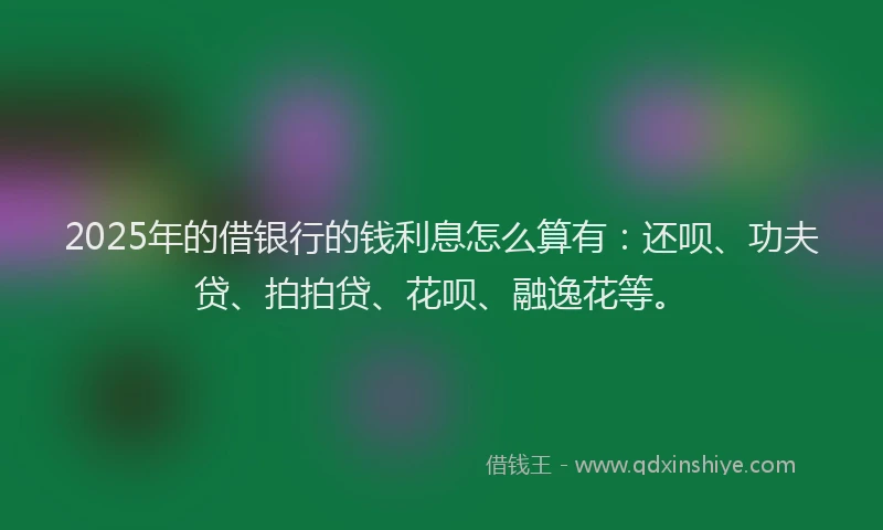 2025年的借银行的钱利息怎么算有：还呗、功夫贷、拍拍贷、花呗、融逸花等。