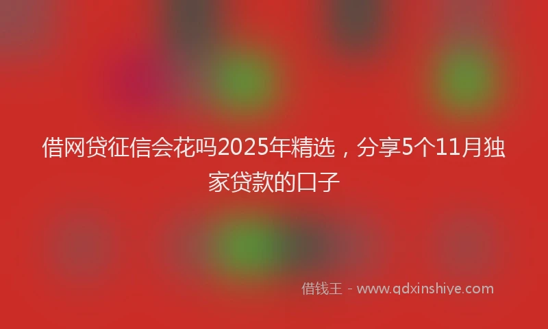 借网贷征信会花吗2025年精选，分享5个11月独家贷款的口子