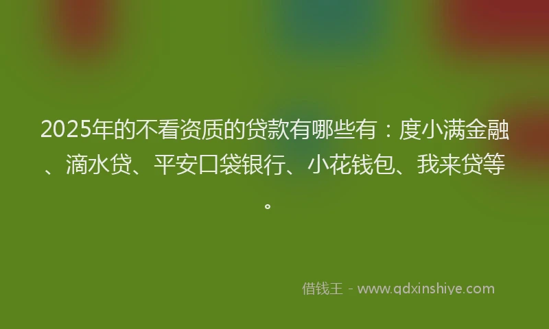 2025年的不看资质的贷款有哪些有：度小满金融、滴水贷、平安口袋银行、小花钱包、我来贷等。