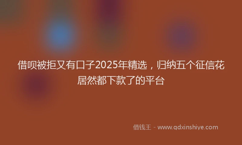 借呗被拒又有口子2025年精选，归纳五个征信花居然都下款了的平台