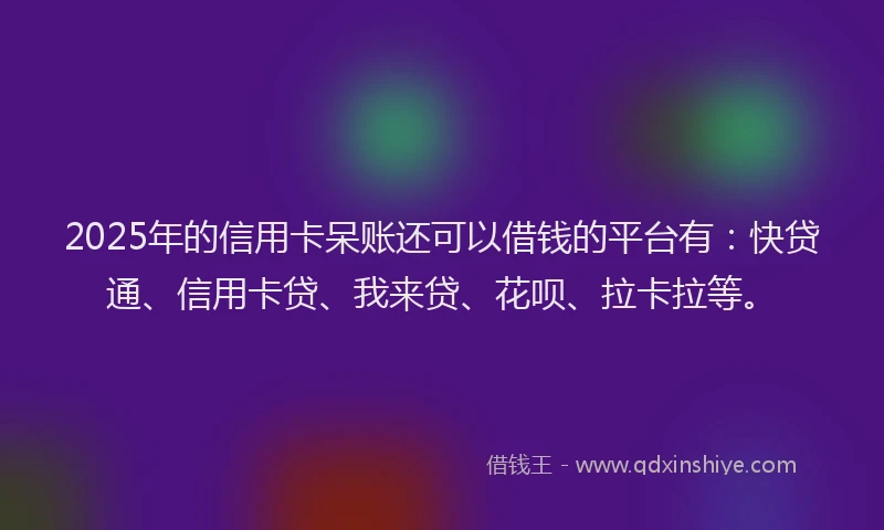 2025年的信用卡呆账还可以借钱的平台有：快贷通、信用卡贷、我来贷、花呗、拉卡拉等。