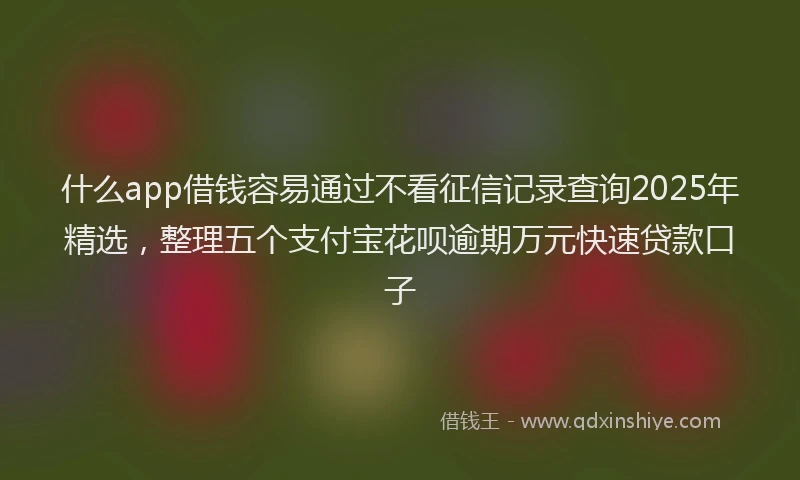 什么app借钱容易通过不看征信记录查询2025年精选，整理五个支付宝花呗逾期万元快速贷款口子