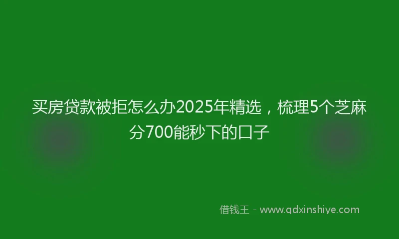 买房贷款被拒怎么办2025年精选，梳理5个芝麻分700能秒下的口子