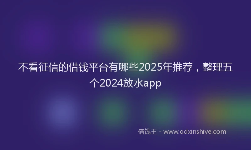 不看征信的借钱平台有哪些2025年推荐，整理五个2024放水app