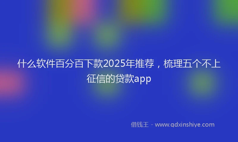 什么软件百分百下款2025年推荐，梳理五个不上征信的贷款app