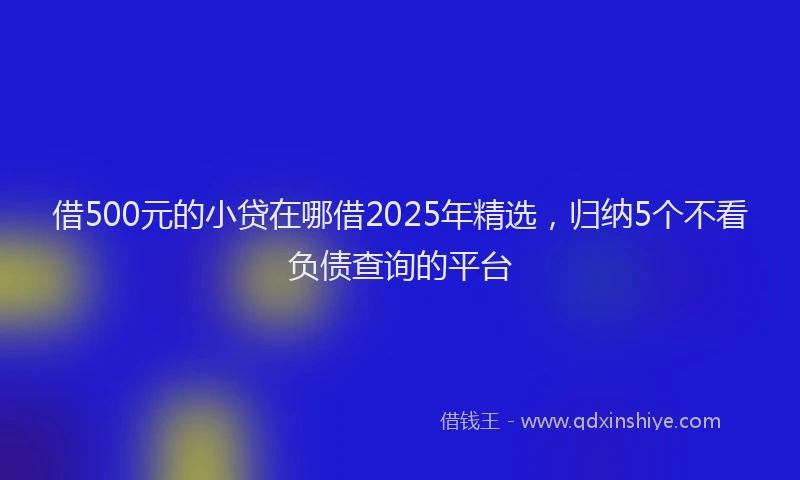 借500元的小贷在哪借2025年精选，归纳5个不看负债查询的平台