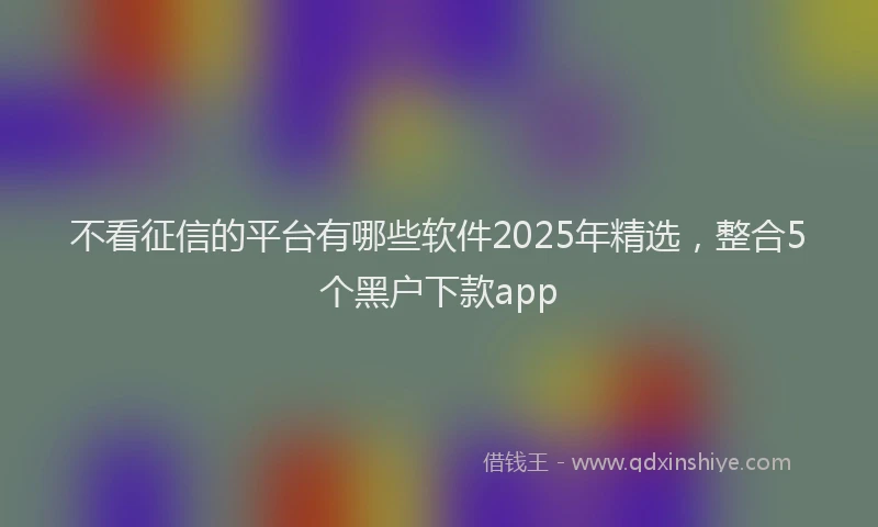 不看征信的平台有哪些软件2025年精选，整合5个黑户下款app