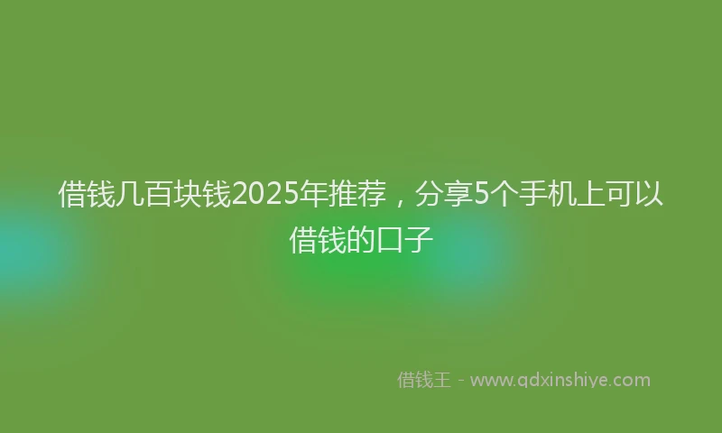 借钱几百块钱2025年推荐，分享5个手机上可以借钱的口子