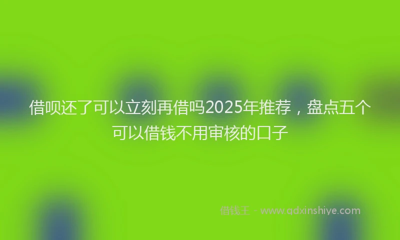 借呗还了可以立刻再借吗2025年推荐，盘点五个可以借钱不用审核的口子