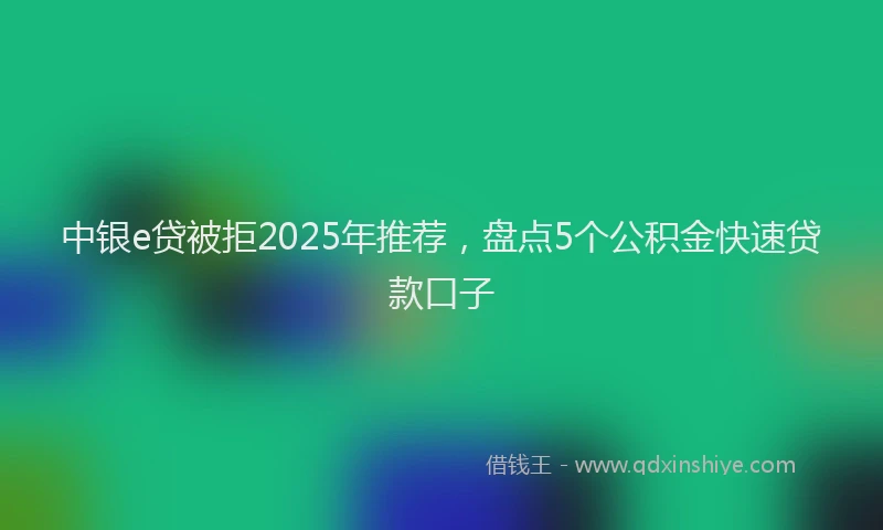 中银e贷被拒2025年推荐，盘点5个公积金快速贷款口子