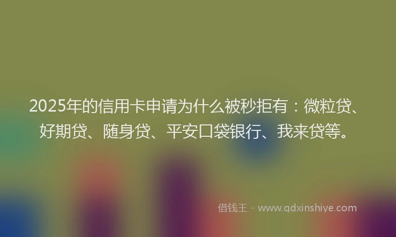 2025年的信用卡申请为什么被秒拒有：微粒贷、好期贷、随身贷、平安口袋银行、我来贷等。