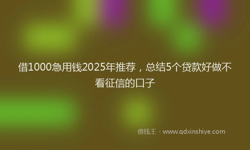 借1000急用钱2025年推荐，总结5个贷款好做不看征信的口子