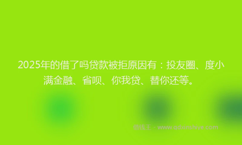 2025年的借了吗贷款被拒原因有：投友圈、度小满金融、省呗、你我贷、替你还等。