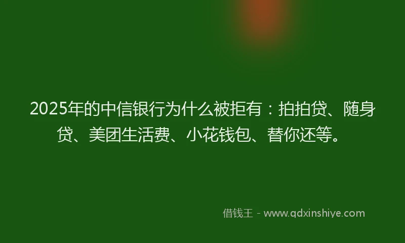 2025年的中信银行为什么被拒有：拍拍贷、随身贷、美团生活费、小花钱包、替你还等。