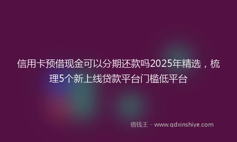 信用卡预借现金可以分期还款吗2025年精选，梳理5个新上线贷款平台门槛低平台
