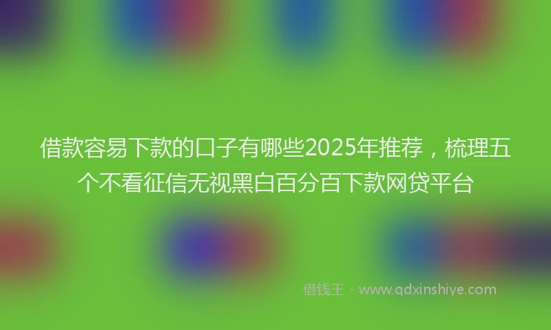 借款容易下款的口子有哪些2025年推荐，梳理五个不看征信无视黑白百分百下款网贷平台
